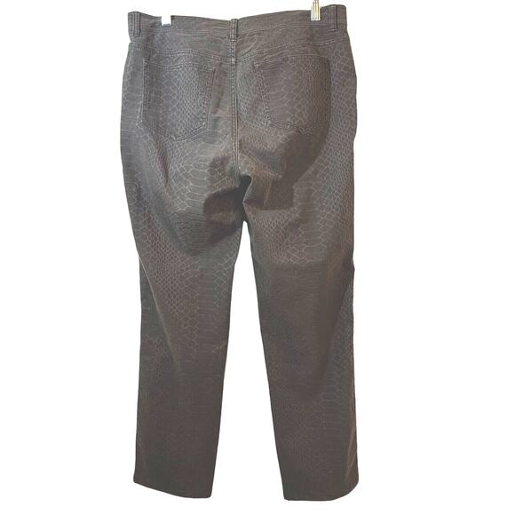 LAFAYETTE 148 Midrise Brown Croc Snake Print Straight Leg Pants Size 12 Stretch - Picture 2 of 7